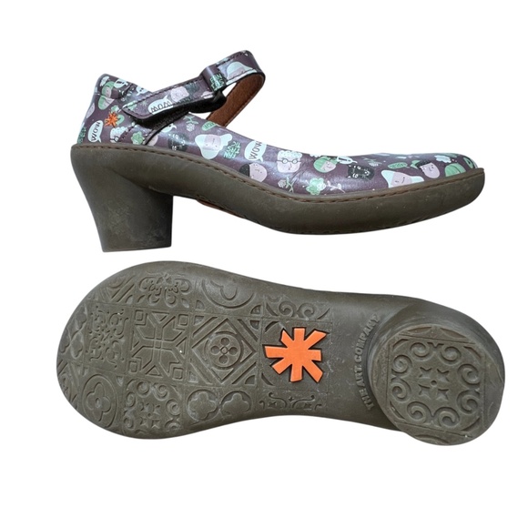 Shoes Art from The Art Company Mary Janes Purple Size 38 Round Heels Pink Faces - Picture 6 of 9